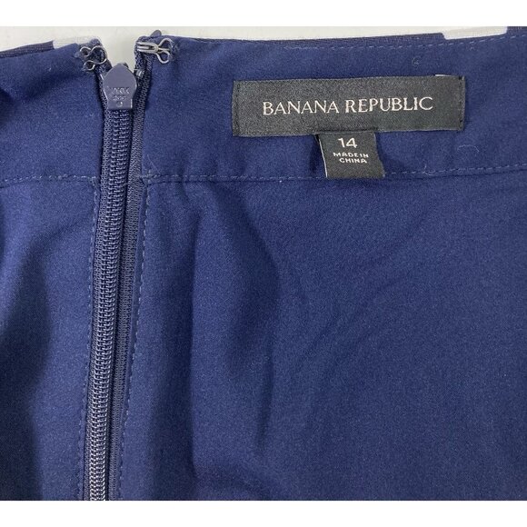 Banana Republic Linen Blend Skirt size 14 Blue White Polka Dot Preppy Boho Party - Picture 5 of 6